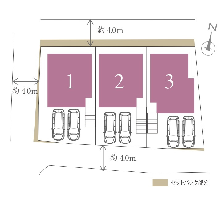 豊見城市名嘉地（全3棟）ラスト2号棟の区画図|2号棟　