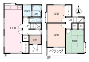 3LDKの間取り。2019年に内外装リフォーム実施。