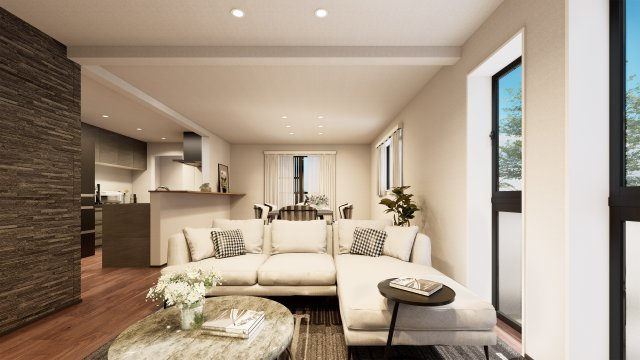 板橋区上板橋3丁目 限定1棟の完成予想図|プレミアムな大空間　LDK21.2帖！
ゆったりとお寛ぎいただけます
(イラストは図面を基に起こしたもので実際のものとは多少異なる場合がございます)