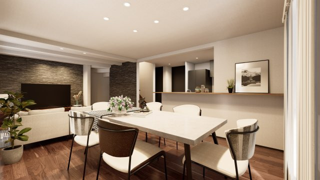 板橋区上板橋3丁目 限定1棟の完成予想図|上質が感じられる設備とカラーリングで暖かな印象のリビング
(イラストは図面を基に起こしたもので実際のものとは多少異なる場合がございます)