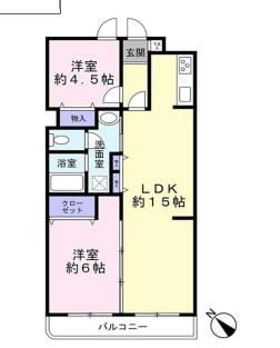 ラムズヒル蒔田の間取り|2LDK、専有面積57.76㎡、バルコニー面積5.2㎡の間取りです。
