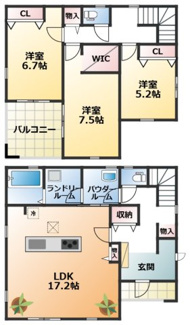 【間取り】 | Livele Garden.S下野緑第3　 | 南向きで日当たり良好な間取りです