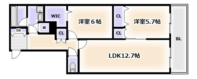 【間取り】 | メゾンベール難波