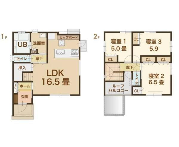 荏隈2　A棟の間取り|※図面と現況が異なる場合は現況を優先。