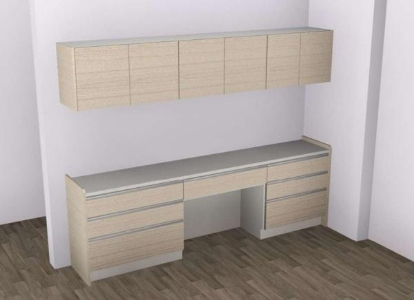 HT長浜のキッチン|シンプルなデザインのキッチン収納が備え付けられています。ナチュラルカラーの木目が空間に調和しやすい印象です。引き出しも多数あり収納力に優れています。