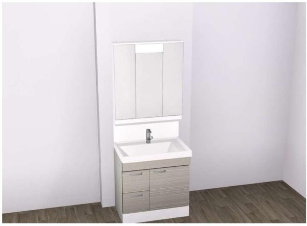 HT長浜の独立洗面台|洗面台・洗面所はシンプルで洗練されたデザインが特徴です。明るい色合いが空間を広く感じさせます。鏡面も大きく日常のケアに便利です。