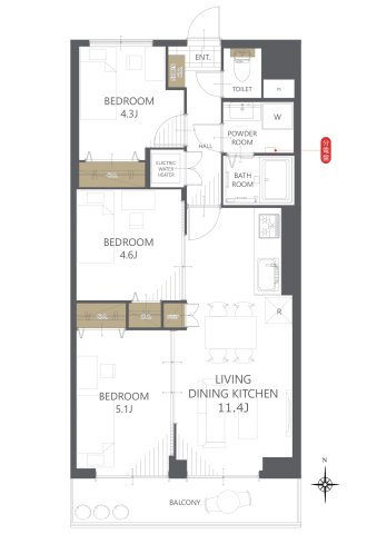 【間取り】東武大師前サンライトマンション３号館 