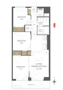 【間取り】東武大師前サンライトマンション３号館 