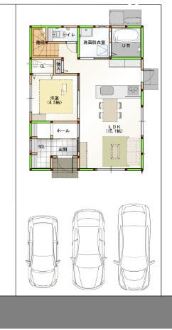 「憧れのペニンシュラ型キッチン」高知市鴨部9　新築一戸建ての区画図|■建物価格3,498万円■土地面積138.66平方メートル■建物面積103.02平方メートル■4LDK