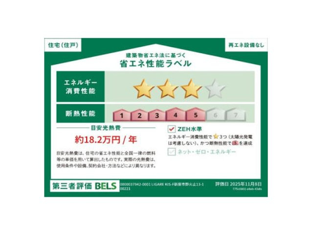 【省エネ性能ラベル】 | 新座市野火止3丁目　新築一戸建住宅　全1棟　(志木本店) | ZEH水準の省エネ住宅で環境と家計に優しい住宅です。