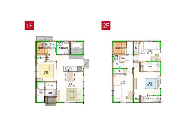 香南市野市町西野　新築一戸建て⑧の居間・リビング|南向きの明るいLDK。洋室が隣接し、家族の団らんや来客にも便利な空間です♪