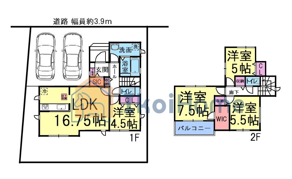 神戸市西区北山台2丁目　新築戸建の間取り|【ホームページに現地動画掲載中】●年中無休：当日予約可●敷地約42坪！南側にお庭スペースがございます