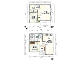 【間取り】 | 【リフォーム住宅】中古一戸建　倉敷市中島　3LDK | 2階に12帖の広々とした洋室を備えた、開放感あふれる3LDK。1階の家事動線は水回りが集約され、非常にスムーズです。全居室に収納があり、各階にトイレも完備。