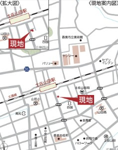 香美市土佐山田町東本町第1　1号棟新築戸建ての地図|■金額3,490万円■土地面積120.89㎡■建物面積102.06㎡■5LDK