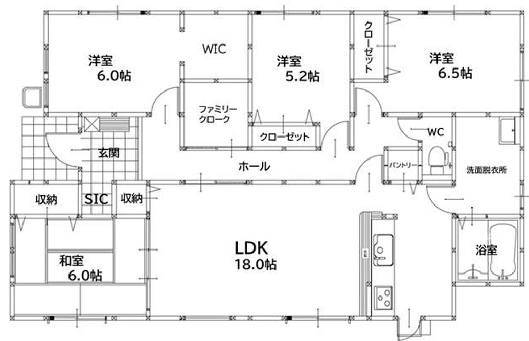 行橋市南大橋4丁目2期　新築一戸建ての間取り|約18帖の広々LDK♪
【行橋市　新築戸建て】