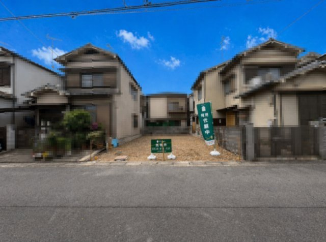 向日市森本町石田　　の前面道路含む現地写真|敷地前に電柱等、遮蔽物もなく、すっきりとしています◎