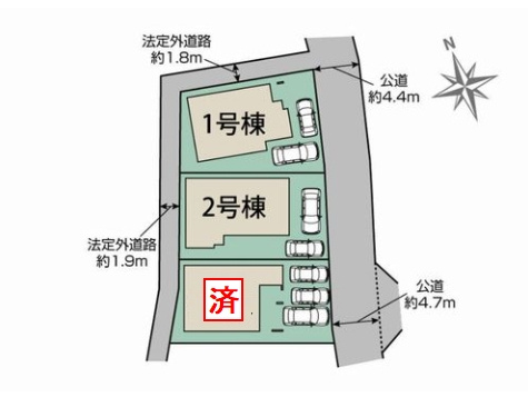 【仲介手数料０円】厚木市愛名　新築一戸建て　全3棟の区画図|厚木市愛名　新築一戸建て　全3棟