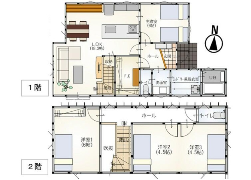 宇都宮市砥上町　戸建の間取り