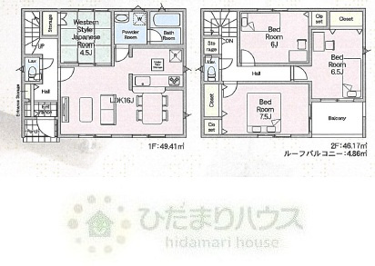 野田市野田第12　新築戸建　2号棟の間取り|4LDK
