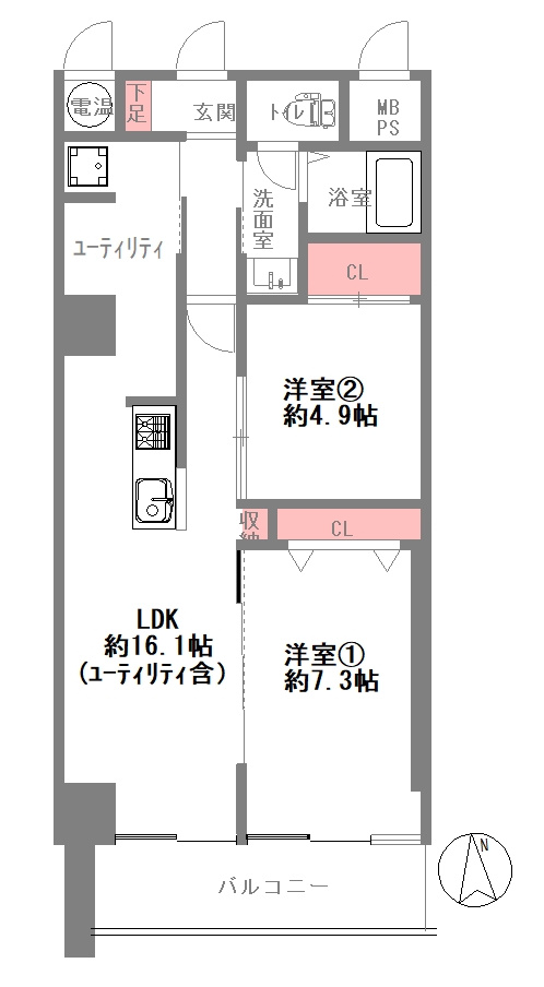 ダイアパレス順慶町の間取り