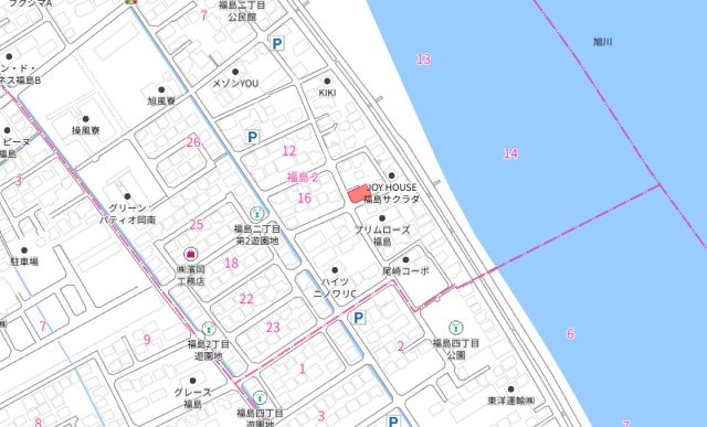 南区福島　１区画の地図