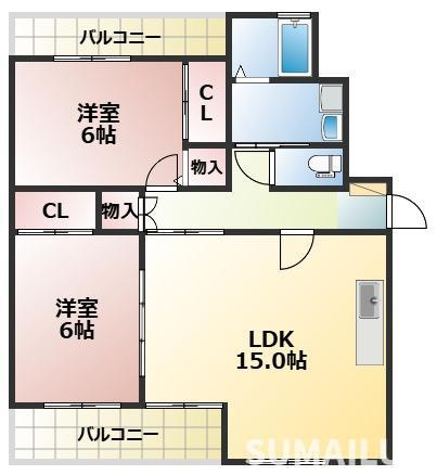 熊本市中央区出水６丁目の賃貸マンションの間取り