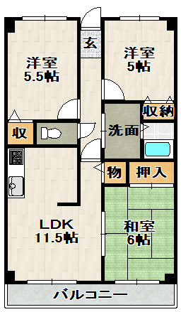 リジェール宝塚の間取り