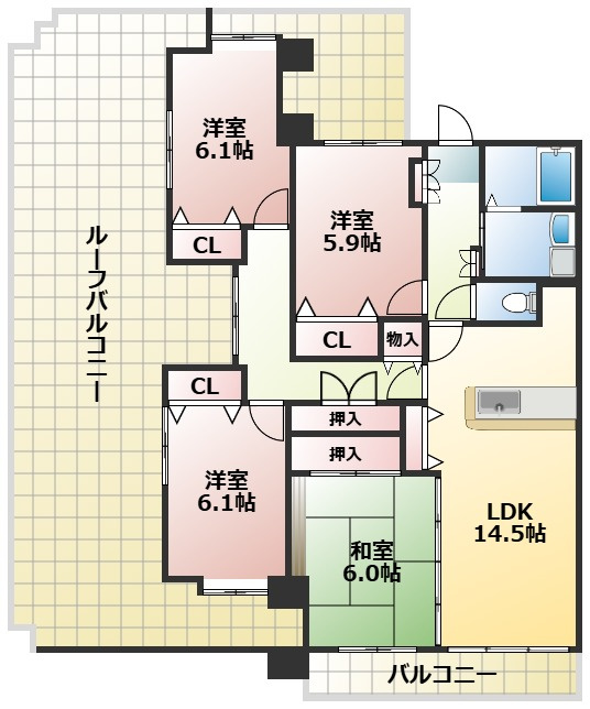 熊本市南区田井島１丁目の賃貸マンションの間取り