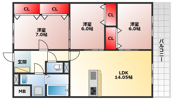 【間取り】 | レーヴメゾン羽衣