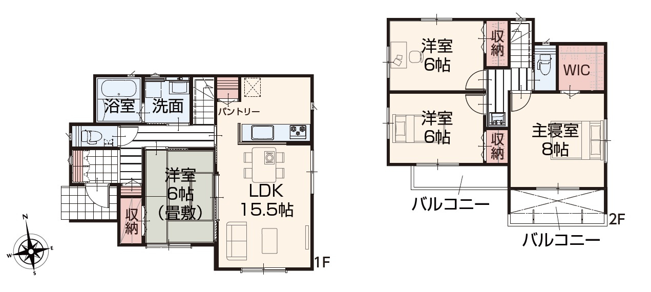 【いろどりアイタウン】　栃木市大宮町　22-P1　全13邸の間取り|〇4LDK〇
全居室6帖以上！
パントリー付き♪