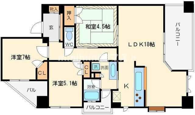 CITY SPIRE夕陽丘の間取り