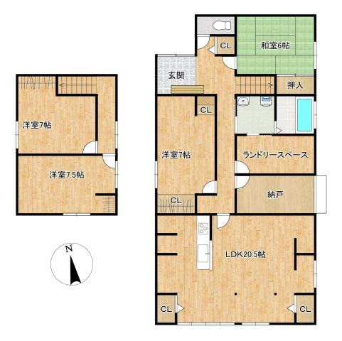 中古住宅)八女市酒井田の間取り|※リノベーション後の間取です