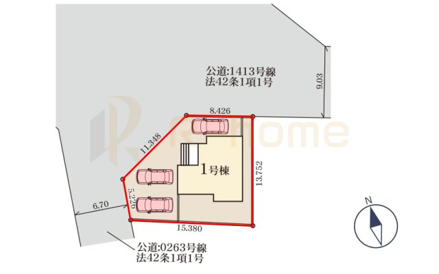 小美玉市清風台団地6期　新築戸建て　1号棟の区画図|大きなお買い物だからこそ、メリット・デメリットを伝えさせて頂きます。
R-homeにお任せください♪