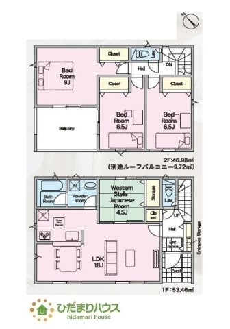 【間取り】 | 水戸市河和田町第3　新築戸建　19号棟 | 全居室収納付き！