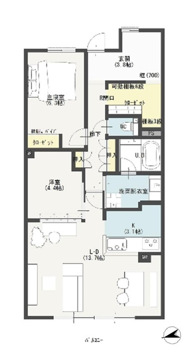 茅ヶ崎市汐見台　パークホームズ湘南茅ヶ崎海岸の間取り|2SLDK☆