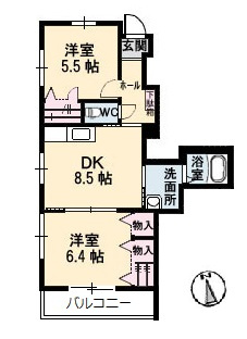広島市安佐北区亀山１丁目のアパートの間取り