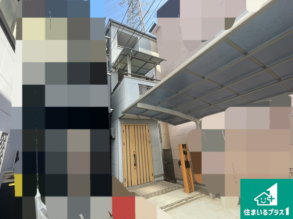 堺市堺区浅香山町　中古戸建の外観|ＪＲ阪和線「浅香」駅徒歩７分！平成１７年築、駐車２台可能なカーポート付きの駐車場がある鉄骨造３階建のお家です♪【現地写真】