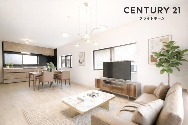 横浜市保土ケ谷区岩崎町の中古一戸建の居間・リビング|本画像はAIがCGで家具作成しており、実際の現地に家具は設置されておりません。また、販売価格に家具等は含まれておりません。