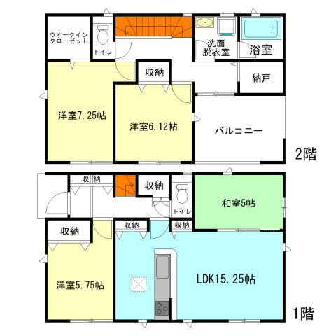 【間取り】 | クレイドルガーデン前橋市朝倉町第4ー① | ウォークインクローゼットや納戸完備！
急な雨でも安心のインナーバルコニー！