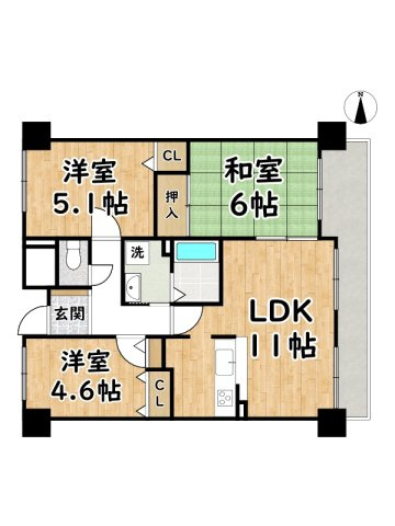 ライオンズマンション姫路野里【オーナーチェンジ】の間取り