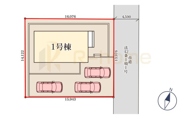 第1取手市駒場　新築戸建て　1号棟の区画図|大きなお買い物だからこそ、メリット・デメリットを伝えさせて頂きます。
R-homeにお任せください♪