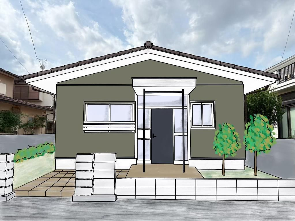 所沢市下富　中古平屋戸建の外観パース|4/13撮影