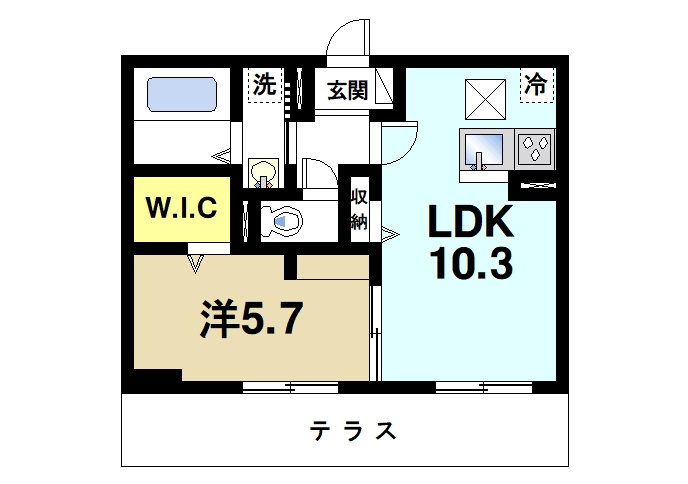 ソレイユ　ルヴァンの間取り|1LDKの間取りです