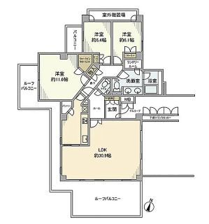 千代田区六番町の賃貸マンションの間取り