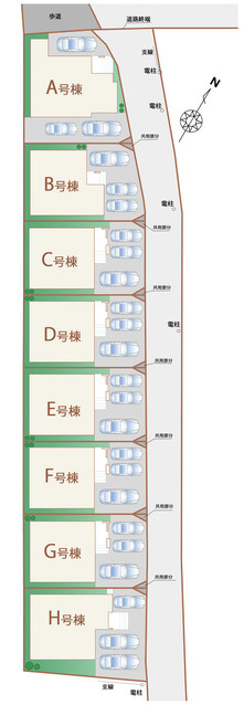 ハートフルタウン宜野湾市嘉数　E号棟の区画図|E号棟