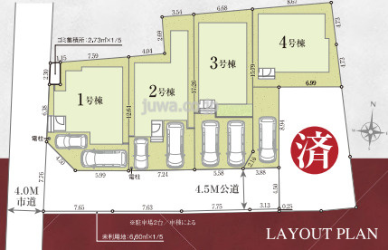 ふじみ野市仲２丁目の新築一戸建の区画図