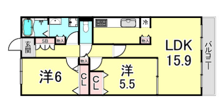 甲子園三番町ハイツの間取り