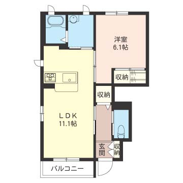 シティーハイムＷＩＮＧ見川　Ｂの間取り