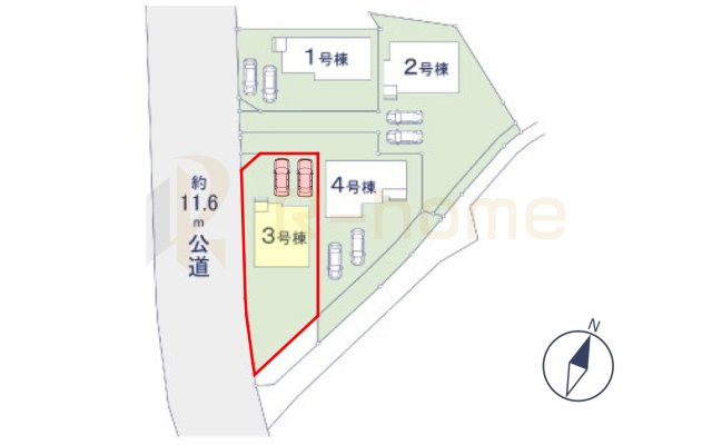 常陸太田市西三町1期　新築戸建て　3号棟の区画図|大きなお買い物だからこそ、メリット・デメリットを伝えさせて頂きます。
R-homeにお任せください♪
