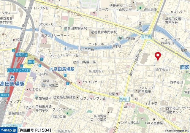 ロアール早稲田の地図
